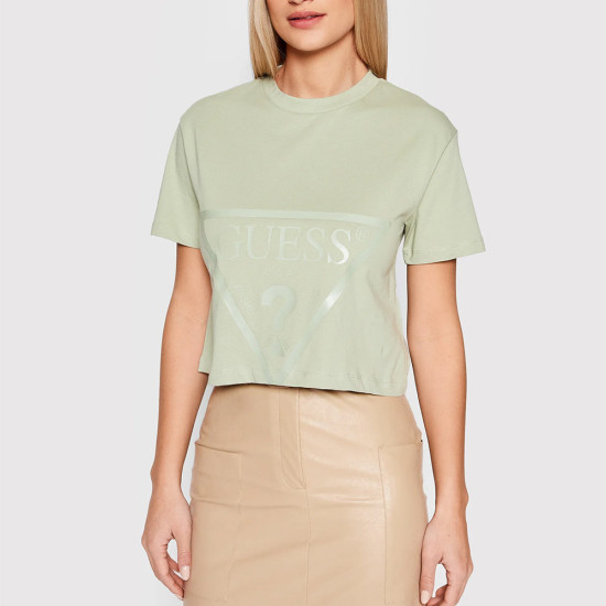 Guess Γυναικεία κοντομάνικη μπλούζα crop Maglieria Tagliata T-Shirt